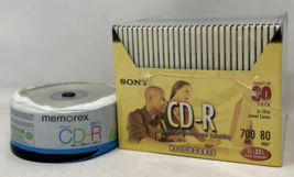 Lot of 60 New Memorex and Sony CD-R Sealed, 30 w/Cases 30 w/o Cases, Bra... - $31.50