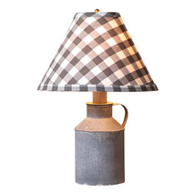 Irvins Country Tinware Jug Lamp with Gray Check Shade - £84.44 GBP
