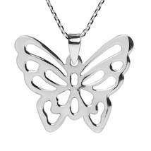 Exquisite Butterfly Outline Sterling Silver Pendant Necklace - £20.18 GBP