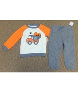 Boys Halloween Sweatshirt Sweatpants 2 Pc Dump Truck Pumpkin Set-size 24... - £13.29 GBP