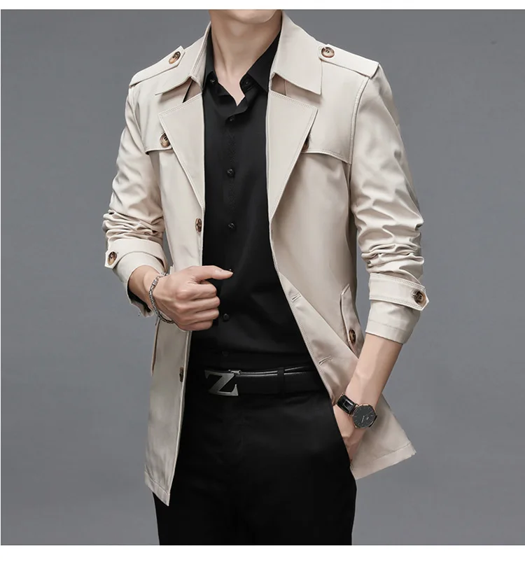  men LONG BLAZER Casual Solid Fashion Slim Coats Jacket Men Overcoat New Arrival - £289.74 GBP