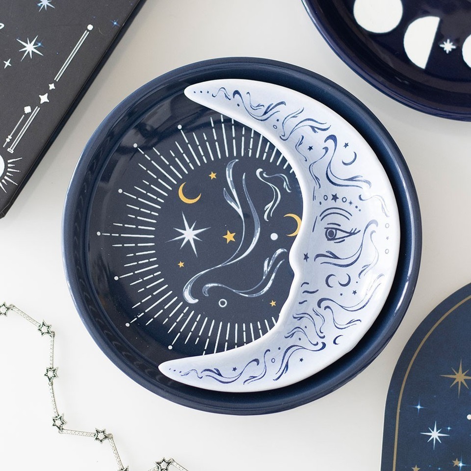Blue Moon Stacking Trinket Dish - Celestial Ceramic Ring Holder & Jewelry Tray Item image 4