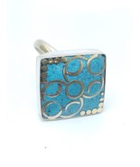 Vintage Tuareg Brass Turquoise Inlay Ring – Handmade Boho Statement Jewelry - $826.88 MXN