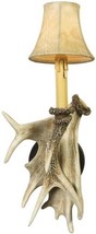 Wall Sconce MOUNTAIN Lodge Left Antler Deer 1-Light Ivory Resin Hand-Painted - £344.58 GBP