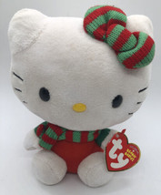 2012 TY Beanie Baby 6&quot; Christmas Holiday Hello Kitty Retired Bow &amp; Scarf WT - $16.82