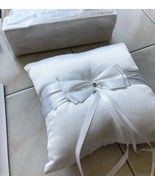 Bridal Wedding Ring Bearer Square Shaped Silk White Pillow with Bow New - $10.95