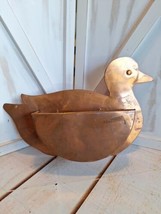 Vintage Copper Hanging Wall Pocket Planter Shaped Like A Duck 9.5H X 14W - £15.60 GBP