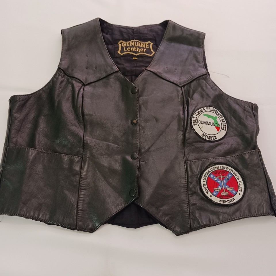 Latin American Motorcycle Genuine Leather Men's Black Biker Button Vest Size 3XL Item image 10