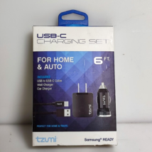 Tzumi Travel Auto Home ChargePak On The Go Charging Set 6 FT. Cable USB-C -Black - £15.43 GBP