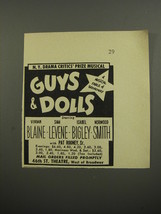 1953 Guys &amp; Dolls Play Advertisement - N.Y. Drama Critics&#39; Prize Musical - £14.78 GBP