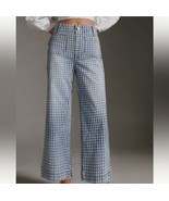 Pilcro Jeans Womens Size 31 The Skipper Gingham Pants Blue White Checker... - $59.39