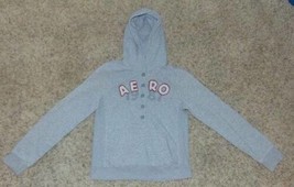 Womens Hoodie Junior Girls Aeropostale Gray Long Sleeve Sweatshirt-size L - $14.85