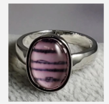 Silver Pink Oval Stone Ring Size 6 7 8 9 10 - £29.86 GBP