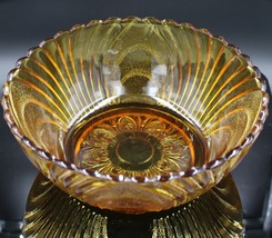 Vintage Brockway Glass Nouveau Amber Gold Fruit Dip Bowl Mid Century Gla... - $19.78
