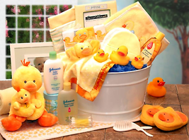 Bath Time Deluxe Baby New Baby Basket-Yellow - baby bath set - new baby gift bas - £47.97 GBP