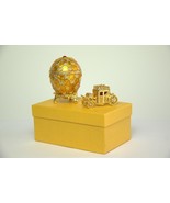 Golden Coronation Faberge Egg Replica set: Large 3.5 inch with Carriage - £45.88 GBP