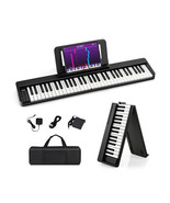 61-Key Folding Piano Keyboard with Full Size Keys and Music Stand-Black ... - €148,83 EUR