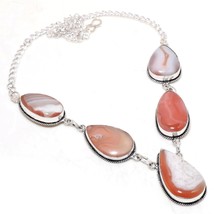 Red Geode Agate Pear Shape Gemstone Handmade Ethnic Necklace Jewelry 18&quot; SA 2244 - £6.36 GBP
