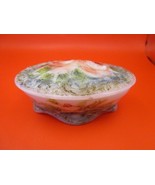 ANTIQUE VICTORIAN MILK GLASS FLORAL OVAL TRINKET JEWELRY BOX 2 X 4&quot; - $103.17 CAD