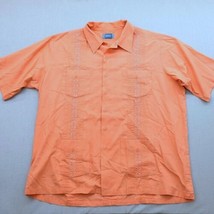 Vtg Tropicool Salmon Peach Button Up Shirt Mens XL Pleated Cuban Cigar 4 Pockets - £31.30 GBP