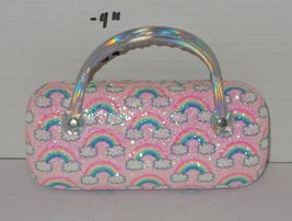 Pink Rainbows pattern Glitter Sunglass Eyeglass Case - $8.88