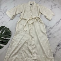 Christian Dior Womens Vintage 90s Satin Robe Size M Cream Striped Bathrobe - £22.20 GBP