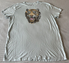 John Varvatos USA Growling Tiger Graphic Baby Blue Short Sleeve Tee Size... - £33.80 GBP