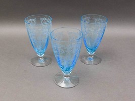 Fostoria Versailles Azure Blue 5 7/8&quot; Iced Tea Crystal Tumbler Glasses S... - $224.99