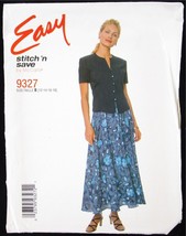 NOS Easy Stitch &#39;n Save Pattern 9327, Top &amp; Pull-on Skirt , Size B (12-14-16-18) - £8.66 GBP