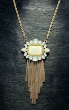 Vintage Gold Tone Anise and Light Turquoise Color Pendant Chain Necklace - £12.01 GBP