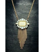 Vintage Gold Tone Anise and Light Turquoise Color Pendant Chain Necklace - £12.00 GBP
