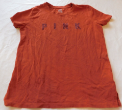 Pink by Victoria&#39;s Secret Ladies Women&#39;s Short Sleeve T Shirt Size S Dark Rust - £12.33 GBP