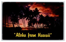 Palm Trees At Sunset Aloha From Hawaii HI Greetings Chrome Postcard W18 - £1.53 GBP