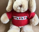 Vtg Rare Mut Gund Tender Puppy Dog Plush 1985 Red Sweater tags Tan Oatme... - $26.73