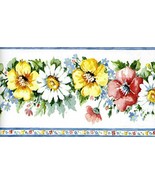 Daisy Mae 400 Prepasted Wallpaper Border 4 Yards X 5&quot; Floral Blue Pink F... - £11.71 GBP