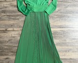 Vtg MCM 70s Accordion Pleat Green Dress Maxi Evening Party Wedding Danie... - £75.97 GBP