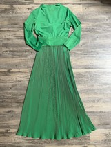 Vtg MCM 70s Accordion Pleat Green Dress Maxi Evening Party Wedding Danielle READ - £76.01 GBP
