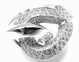 Rare! Authentic Hermes 18k White Gold Diamond Free Style Twisted Band Ring - £7,973.57 GBP