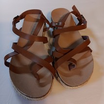 Esprit Judy Strappy Sandals Womens Sz. 7M Brown Tan Summer Beach Pool - $15.26 CAD