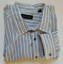 Kenneth Roberts Button Up Shirt Size XXL Mens Long Sleeve White Stripes ... - $17.82