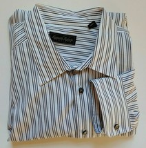 Kenneth Roberts Button Up Shirt Size XXL Mens Long Sleeve White Stripes ... - £14.20 GBP