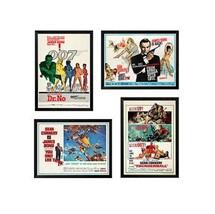 Set of 4 James Bond Movie Posters Custom Framed Displays - £154.53 GBP