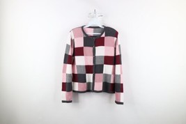 Vtg 90s Coogi Style Womens Small Ed Bassmaster Checkered Knit Cardigan Sweater - £45.24 GBP