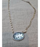 Vintage Blue Opaque Pendant CH Necklace, Silver Tone Chain, 18&#39;&#39; - $9.99