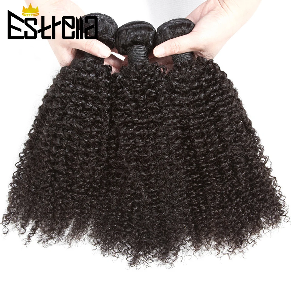 Brazilian Kinky Curly Human Hair Bundles 1/3/4 Pcs Remy Human Hair Weave Kinky - £39.24 GBP+