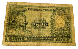 50 lire italy 1951 banknote - £7.78 GBP