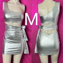 Silver Metallic One Shoulder Fashion Club Bodycon Dress   Size M - £14.70 GBP
