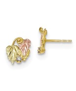 Black Hills Gold 10K Tri Color Diamond Leaf Post Earrings - €205,55 EUR