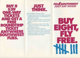Southwest Airlines 1985 Buy Eight Fly Free Brochure and Letter - £21.79 GBP