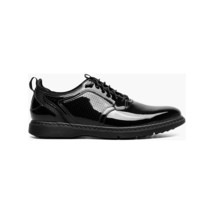 25715-004 Stacy Adams Spyre Plain Toe Elastic Lace Up Shoes Black Patent image 3
